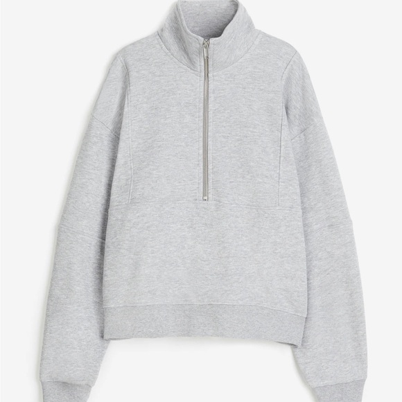 Heather light grey 1/4 zip sweatshirt - Picture 1 of 10
